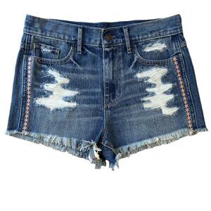 HOLLISTER High Rise Raw Hem Ripped Short-Short Jean Shorts - Size 5/27